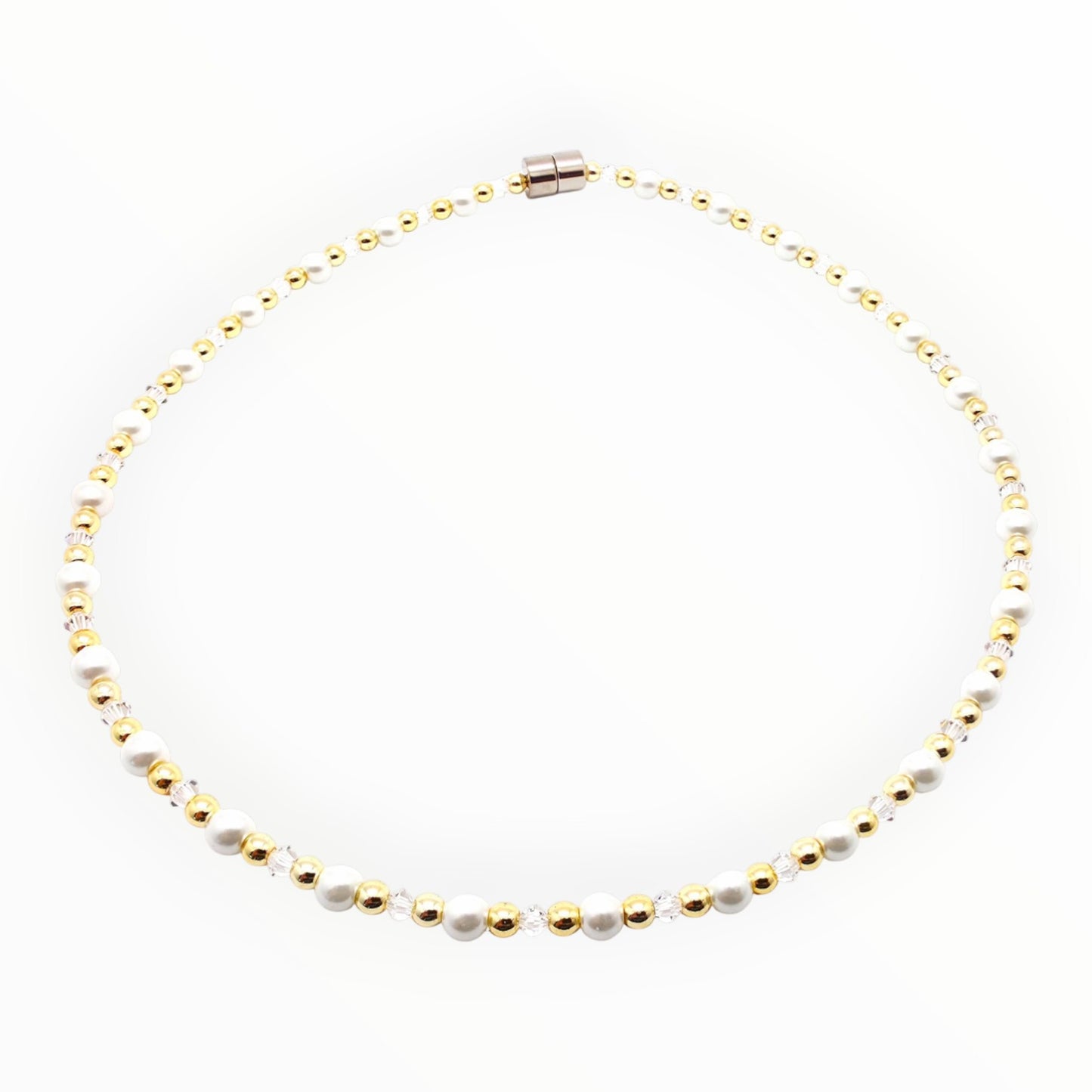 White Pearl w Crystal Option Necklace