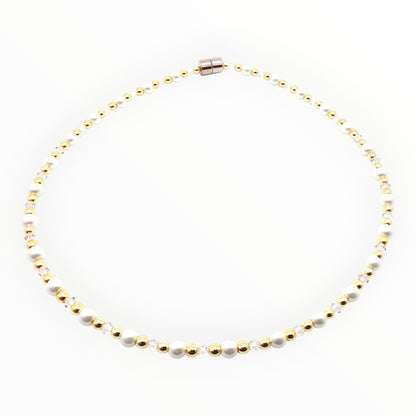 White Pearl w Crystal Option Necklace