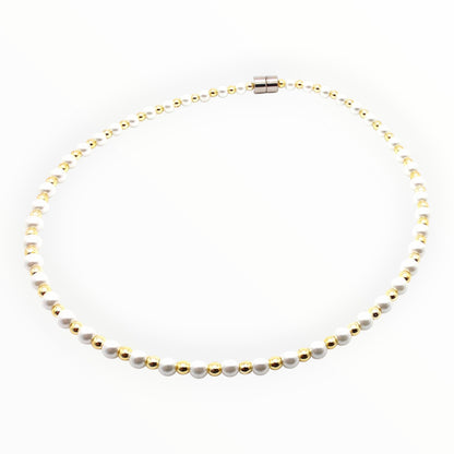 White Pearl w Crystal Option Necklace