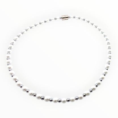 White Pearl w Crystal Option Necklace