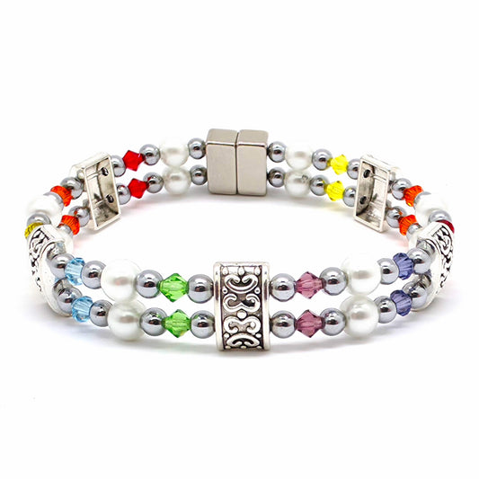 White Pearl Double with Rainbow Crystals