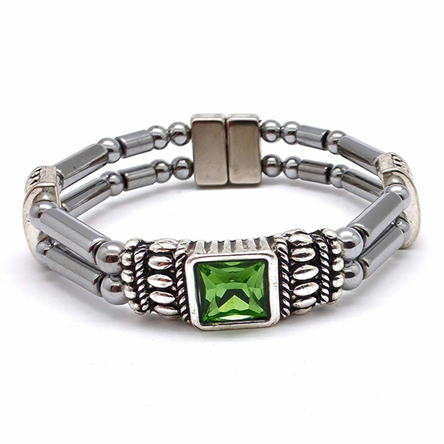 Centered Square Peridot Birthstone Double