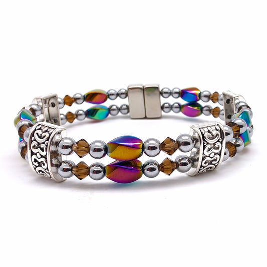Rainbow Hematite Twist Double w Smokey Topaz
