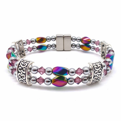 Rainbow Hematite Twist Double w Crystal Option