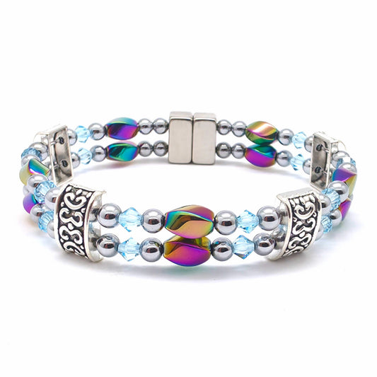 Rainbow Hematite Twist Double w Aquamarine