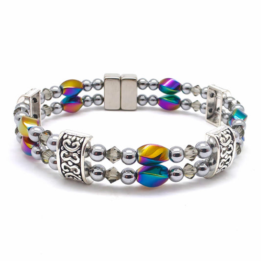 Rainbow Hematite Twist Double w Black Diamond