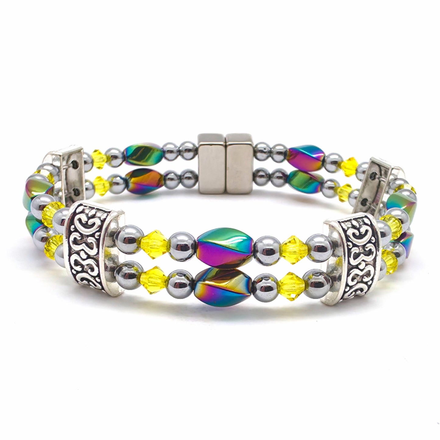 Rainbow Hematite Twist Double w Cirtine