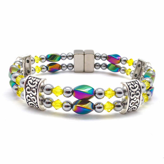 Rainbow Hematite Twist Double w Cirtine