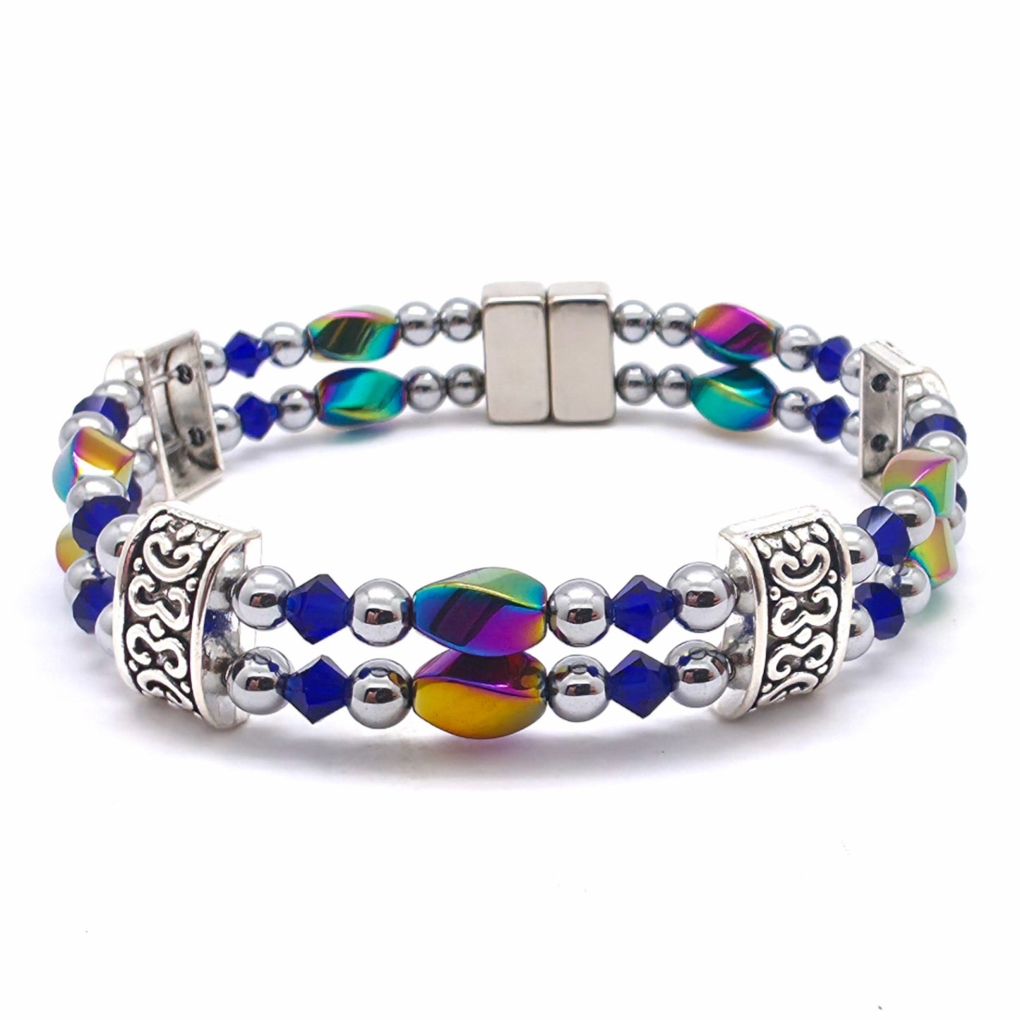 Rainbow Hematite Twist Double w Crystal Option