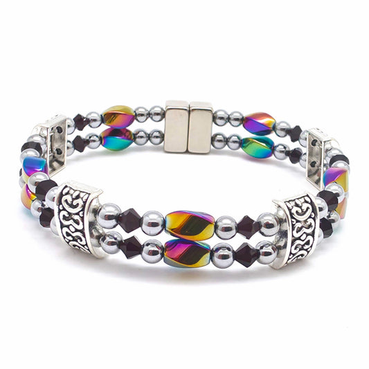 Rainbow Hematite Twist Double w Garnet