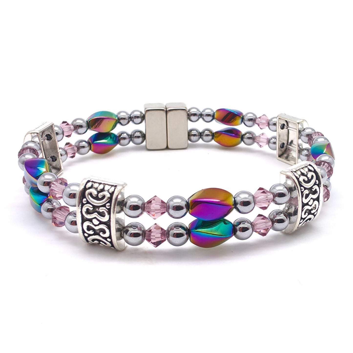 Rainbow Hematite Twist Double w Crystal Option