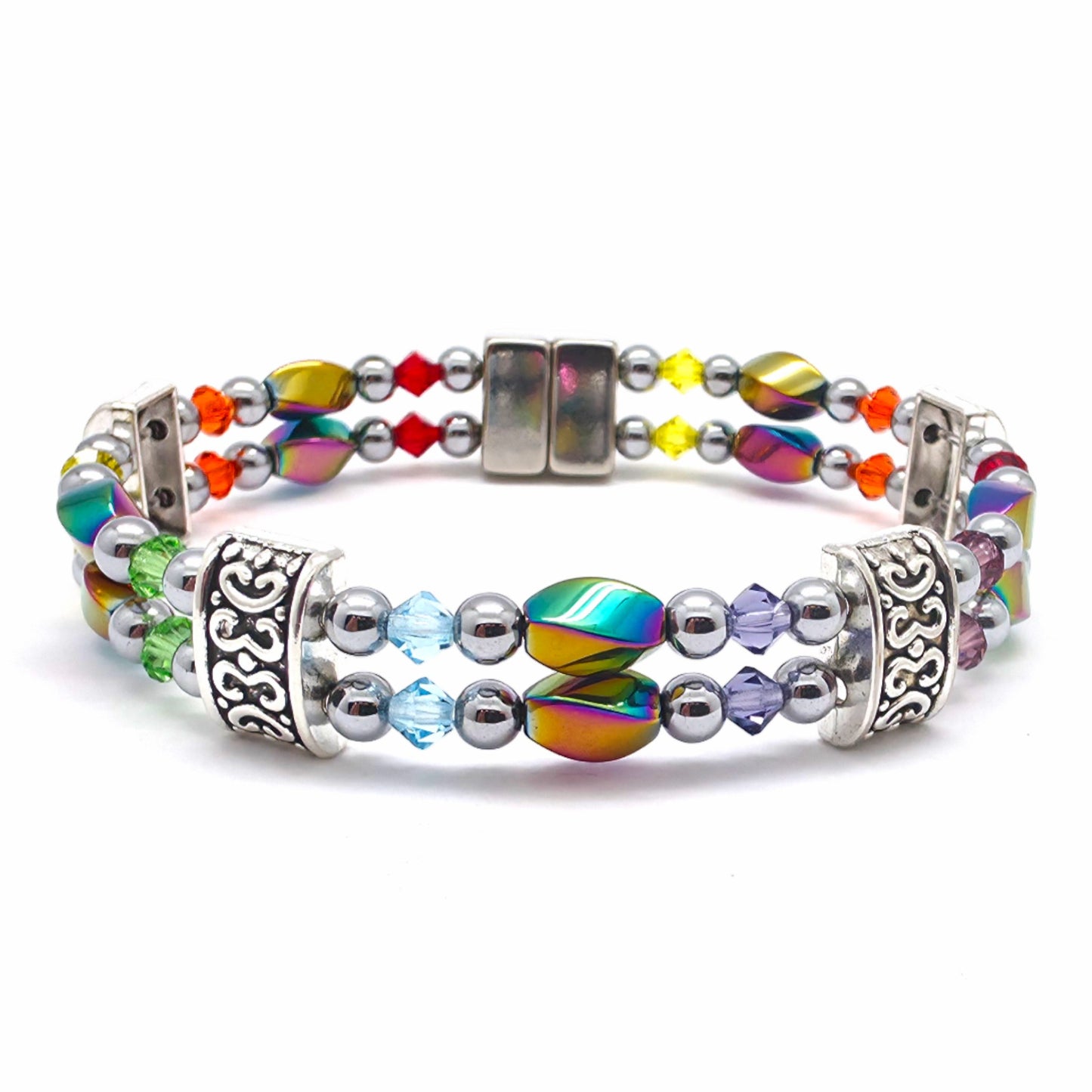 Rainbow Hematite Twist Double w Rainbow Crystals