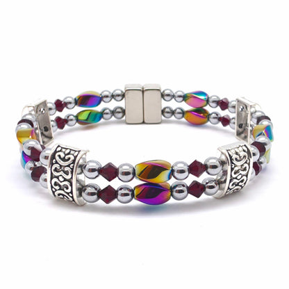 Rainbow Hematite Twist Double w Crystal Option