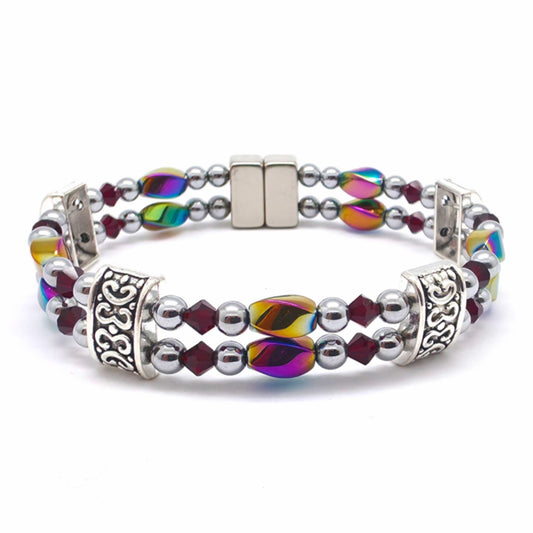 Rainbow Hematite Twist Double w Ruby