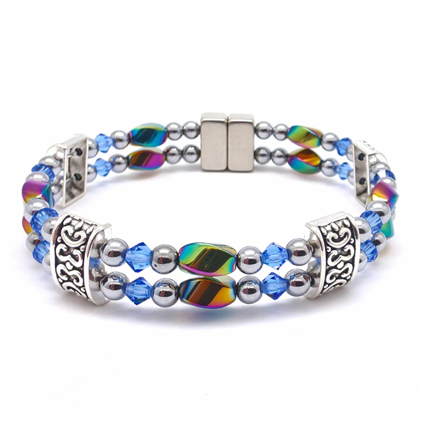 Rainbow Hematite Twist Double w Crystal Option