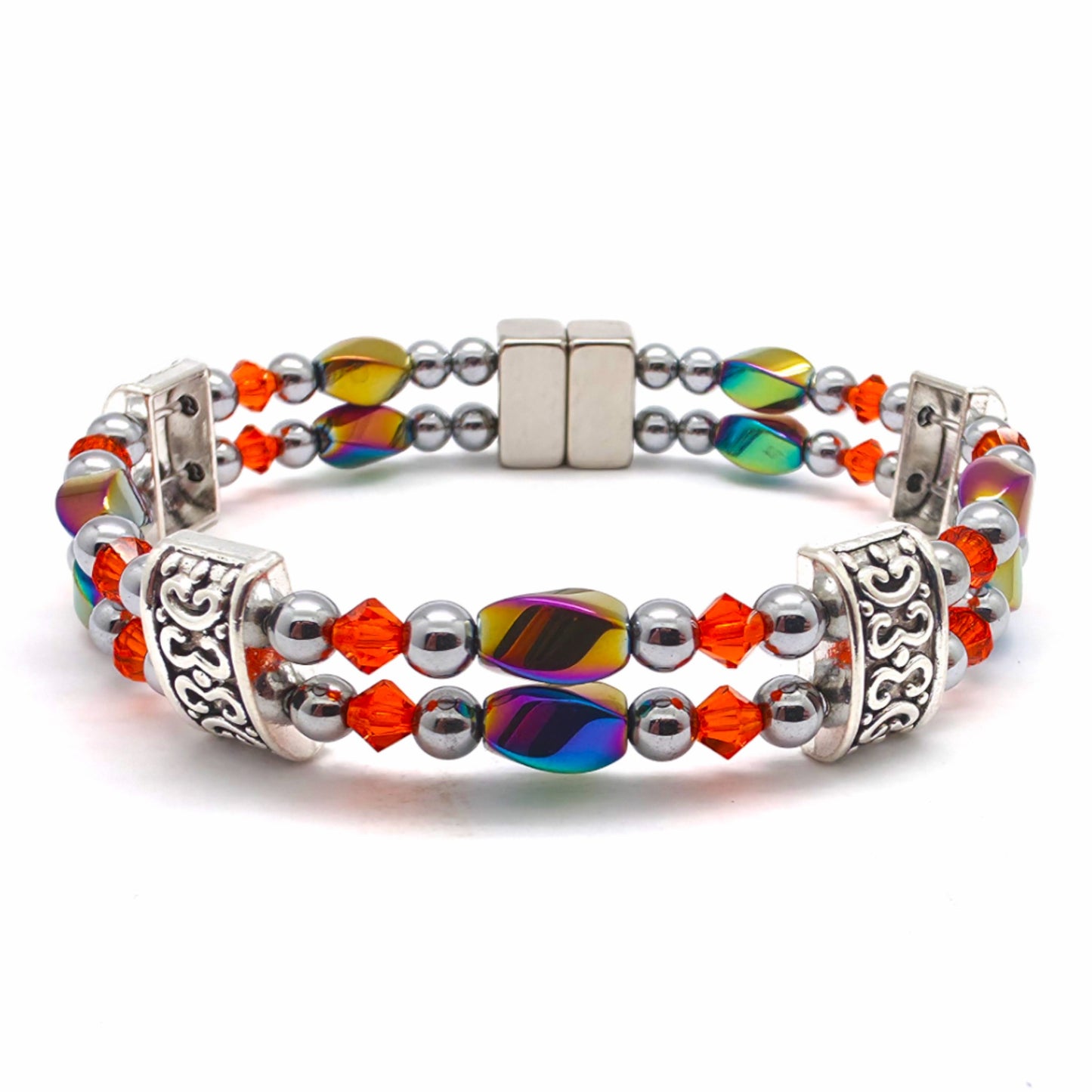 Rainbow Hematite Twist Double w Crystal Option