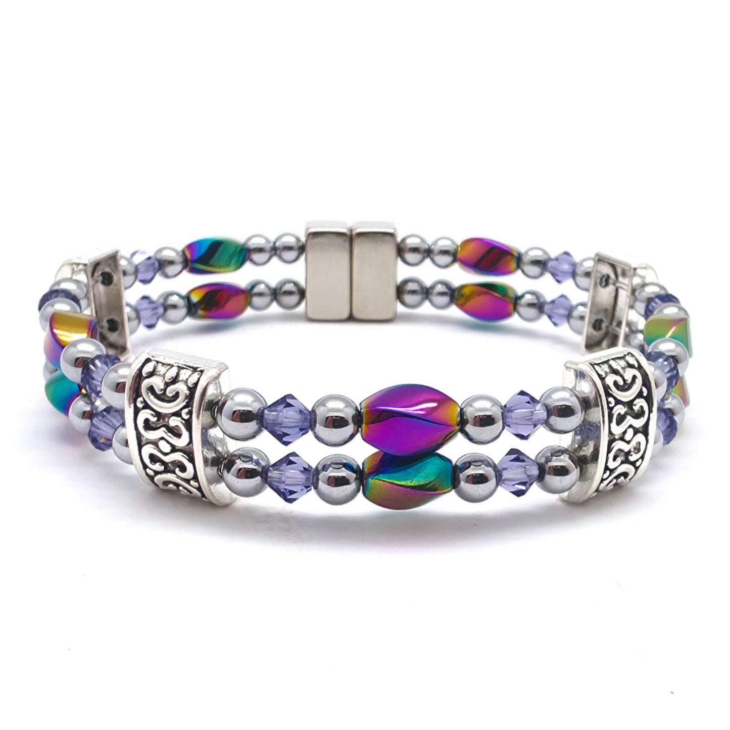 Rainbow Hematite Twist Double w Crystal Option