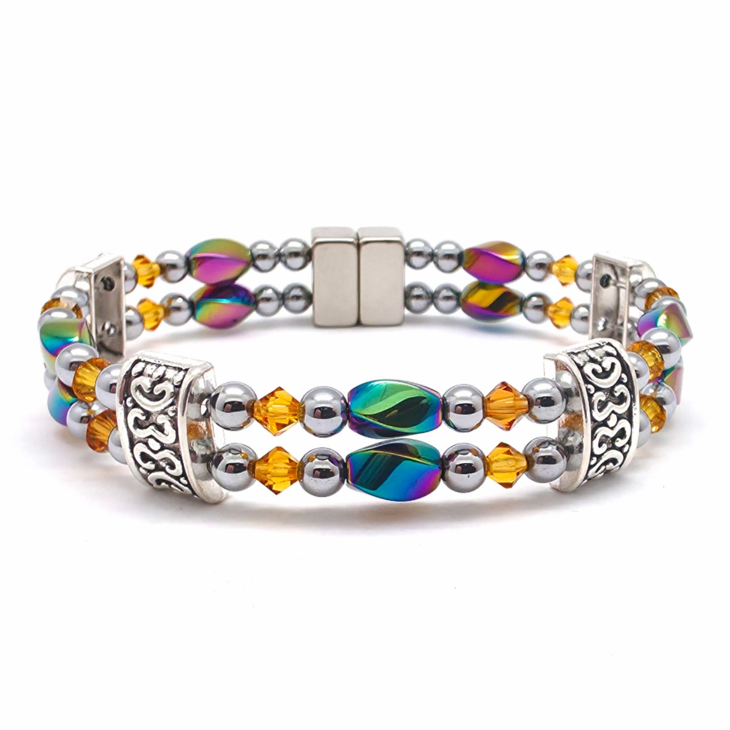 Rainbow Hematite Twist Double w Crystal Option