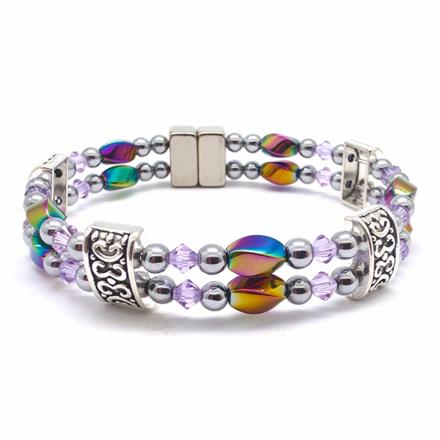 Rainbow Hematite Twist Double w Crystal Option