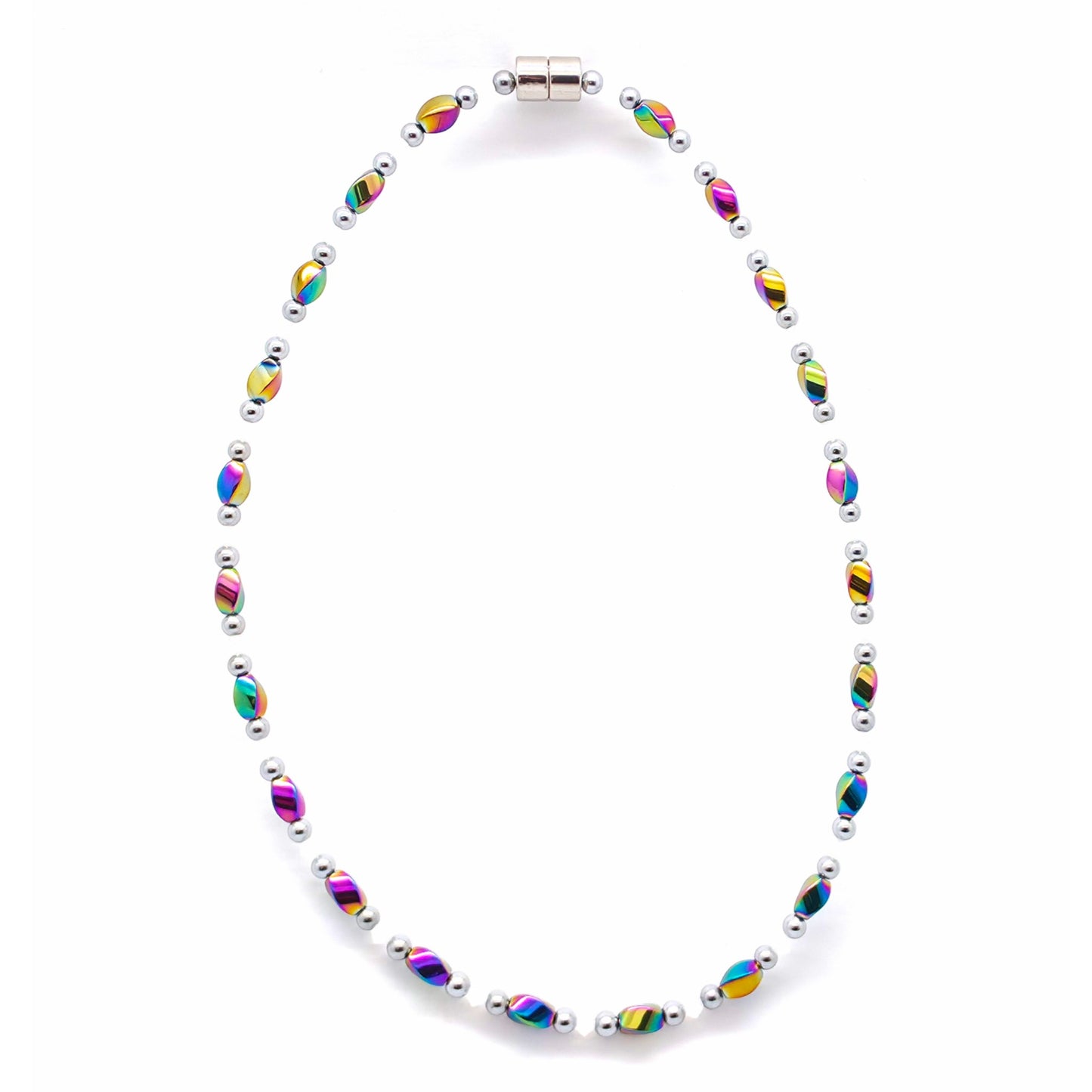 Rainbow Hematite Twist w Crystal Option Necklace