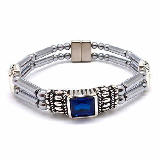 Centered Square Sapphire Birthstone Double