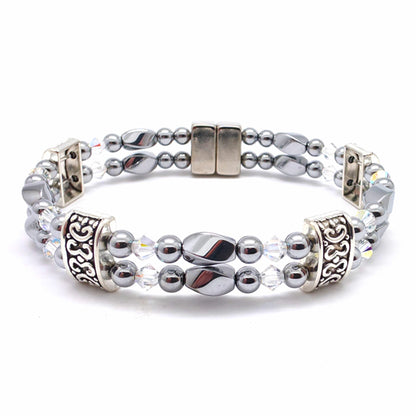 Silver Hematite Twist Double w Crystal Option