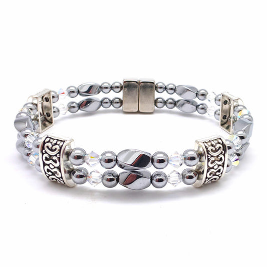 Silver Hematite Twist Double w AB Crystals
