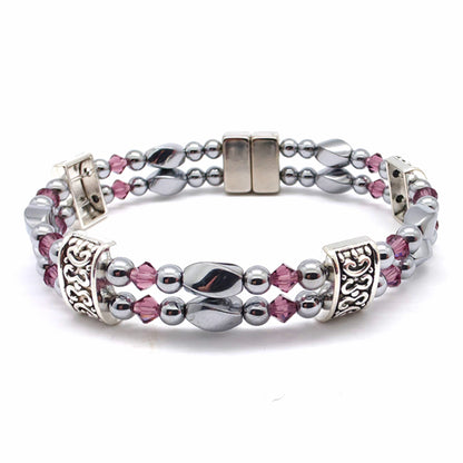 Silver Hematite Twist Double w Crystal Option