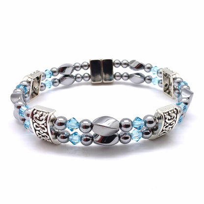 Silver Hematite Twist Double w Crystal Option