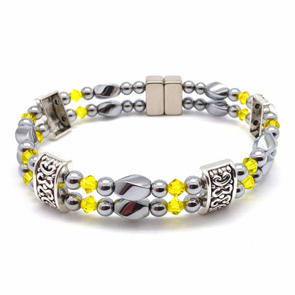 Silver Hematite Twist Double w Crystal Option