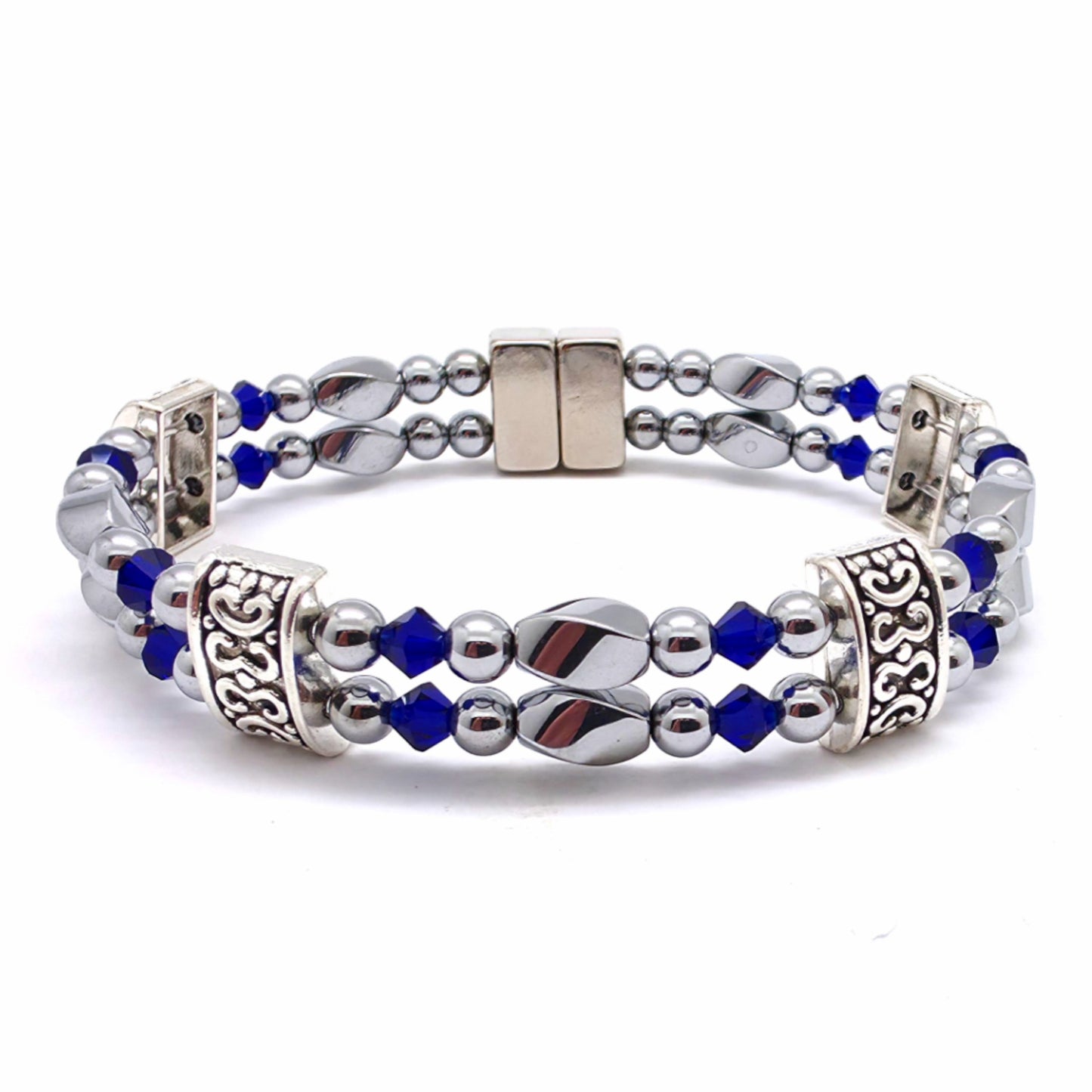 Silver Hematite Twist Double w Cobalt