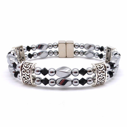 Silver Hematite Twist Double w Crystal Option