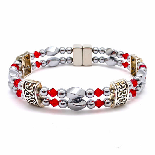 Silver Hematite Twist Double w Light Siam