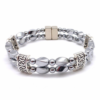 Silver Hematite Twist Double w Crystal Option