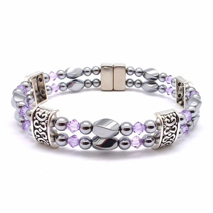 Silver Hematite Twist Double w Crystal Option