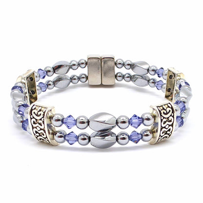 Silver Hematite Twist Double w Crystal Option