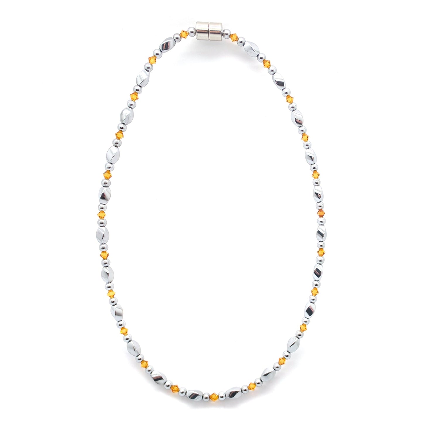 Silver Hematite Twist w Topaz Necklace