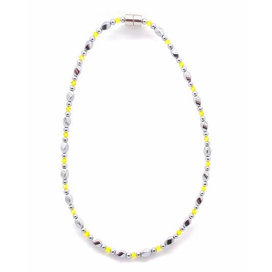 Silver Hematite Twist w Citrine Necklace