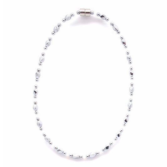 Silver Hematite Twist w Opal Necklace