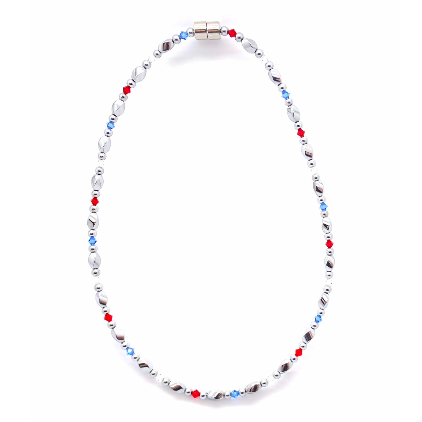 Silver Hematite Twist w Crystal Option Necklace