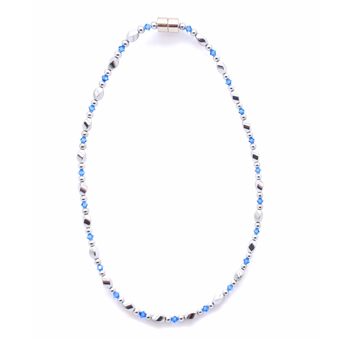 Silver Hematite Twist w Crystal Option Necklace