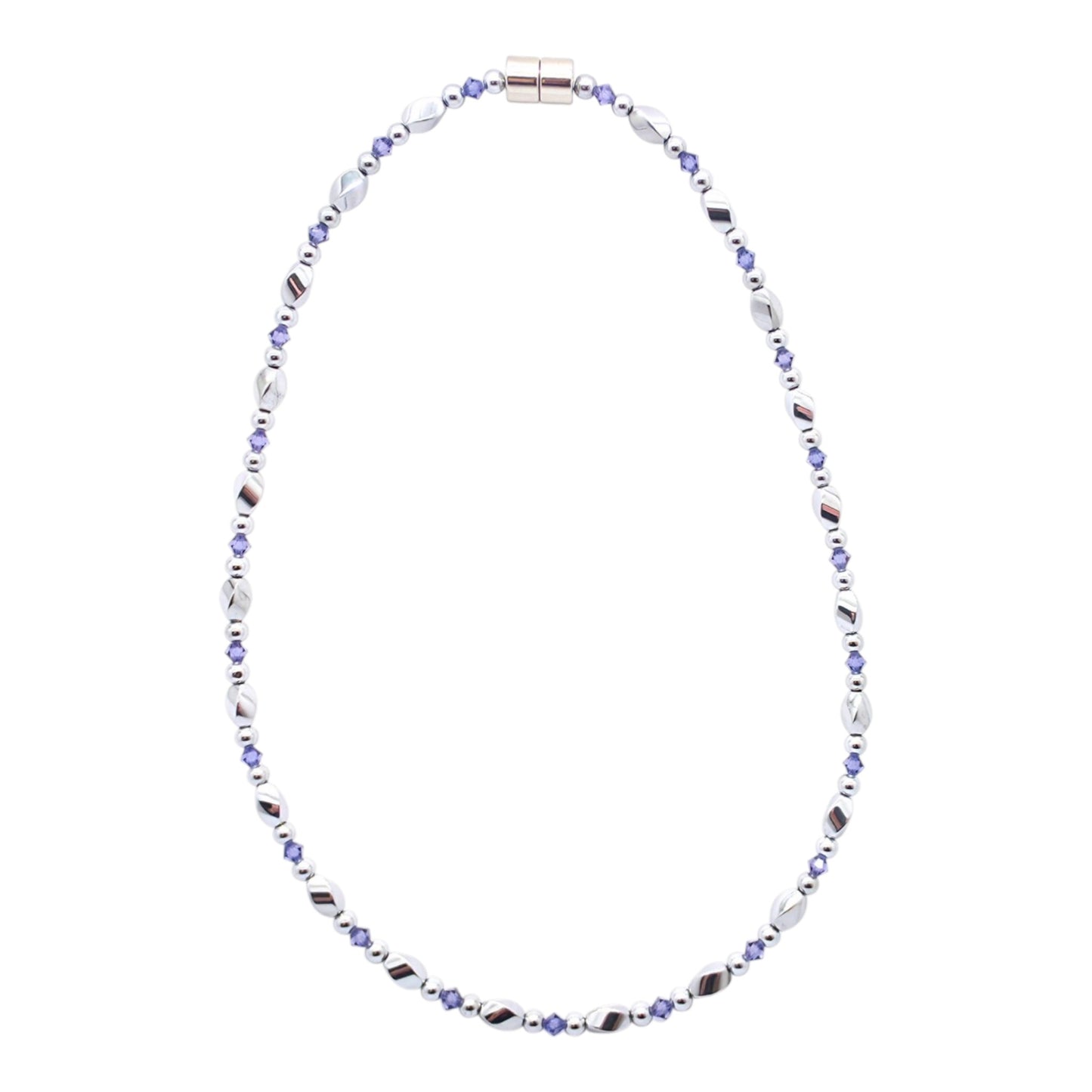Silver Hematite Twist w Tanzanite Necklace