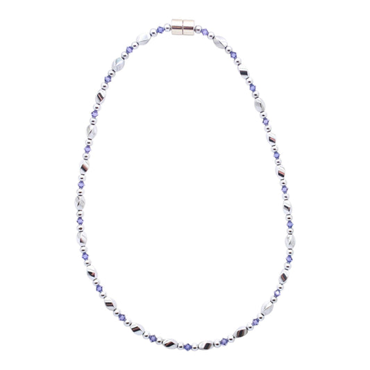 Silver Hematite Twist w Tanzanite Necklace