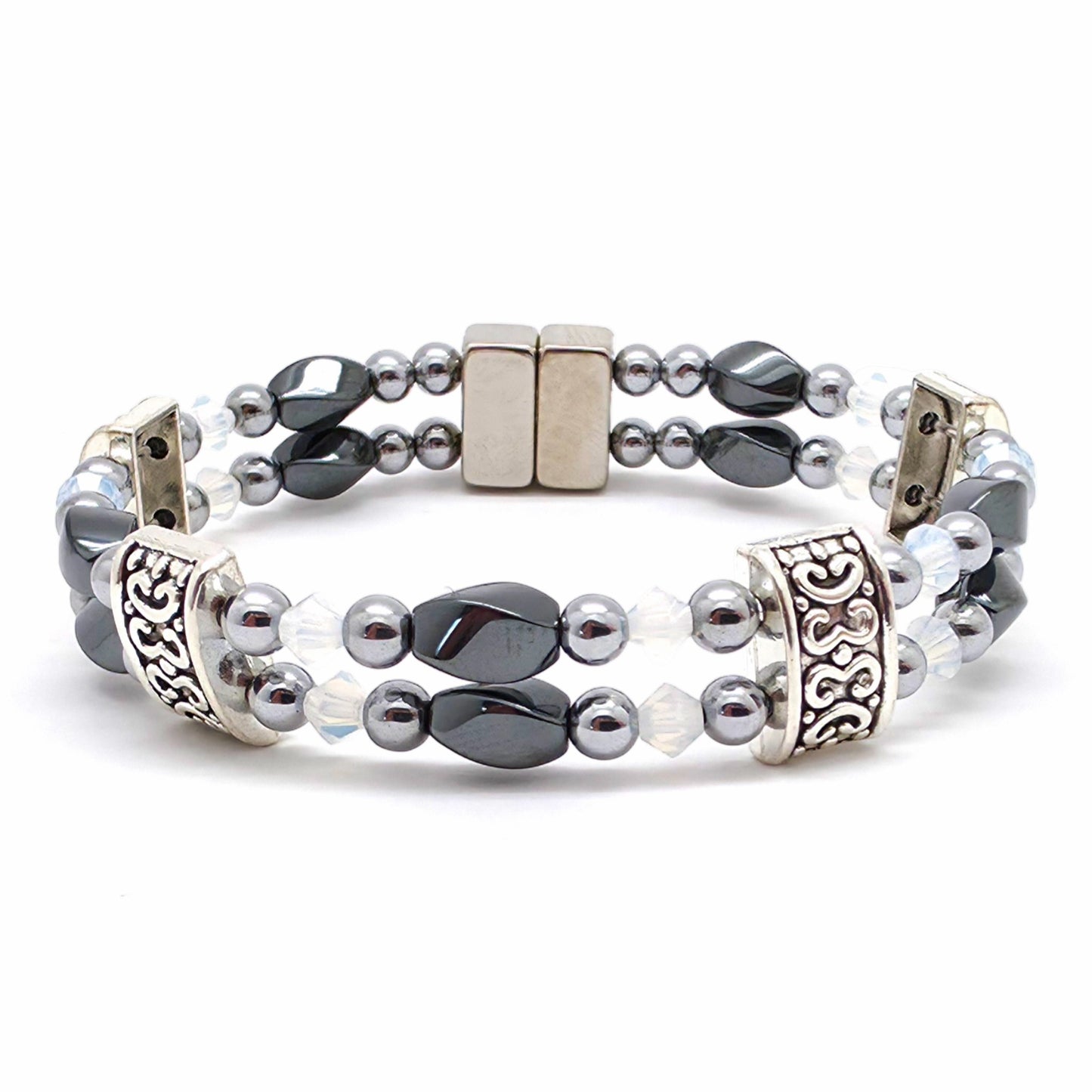 Black Hematite Twist Double w Crystal Option