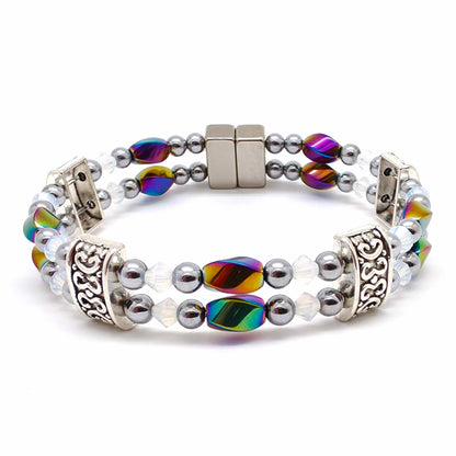 Rainbow Hematite Twist Double w Crystal Option