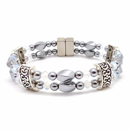 Silver Hematite Twist Double w Crystal Option