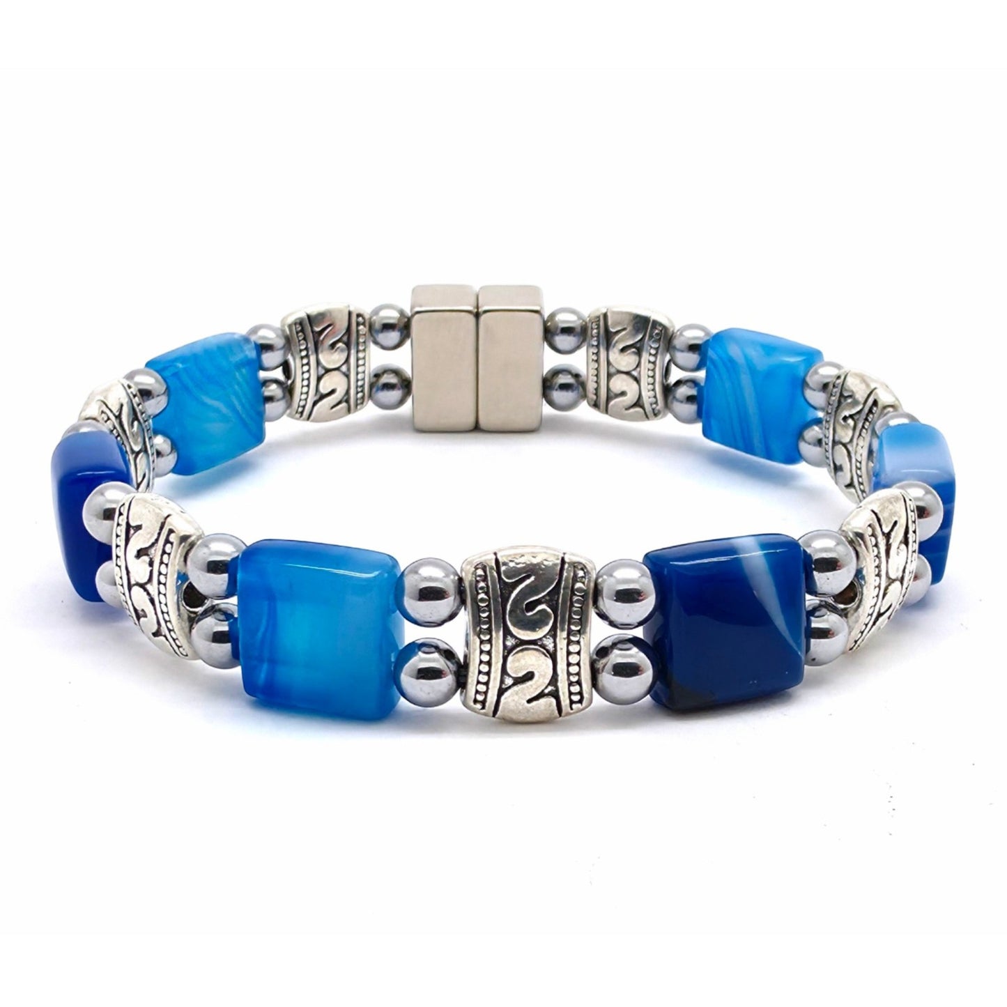 Blue Line Agate Square Double