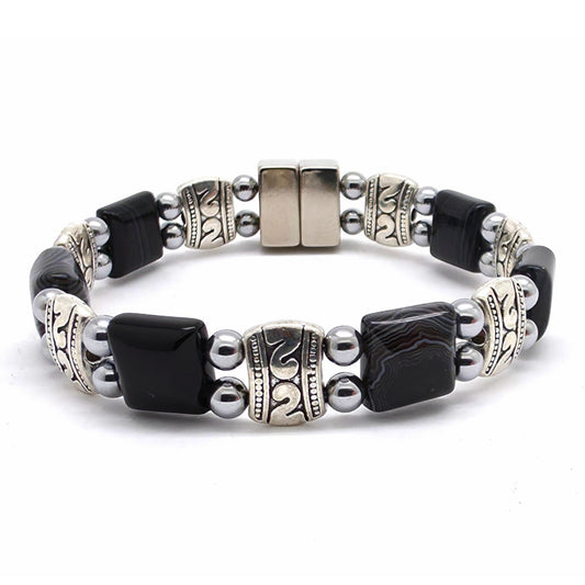 Black Line Agate Square Double