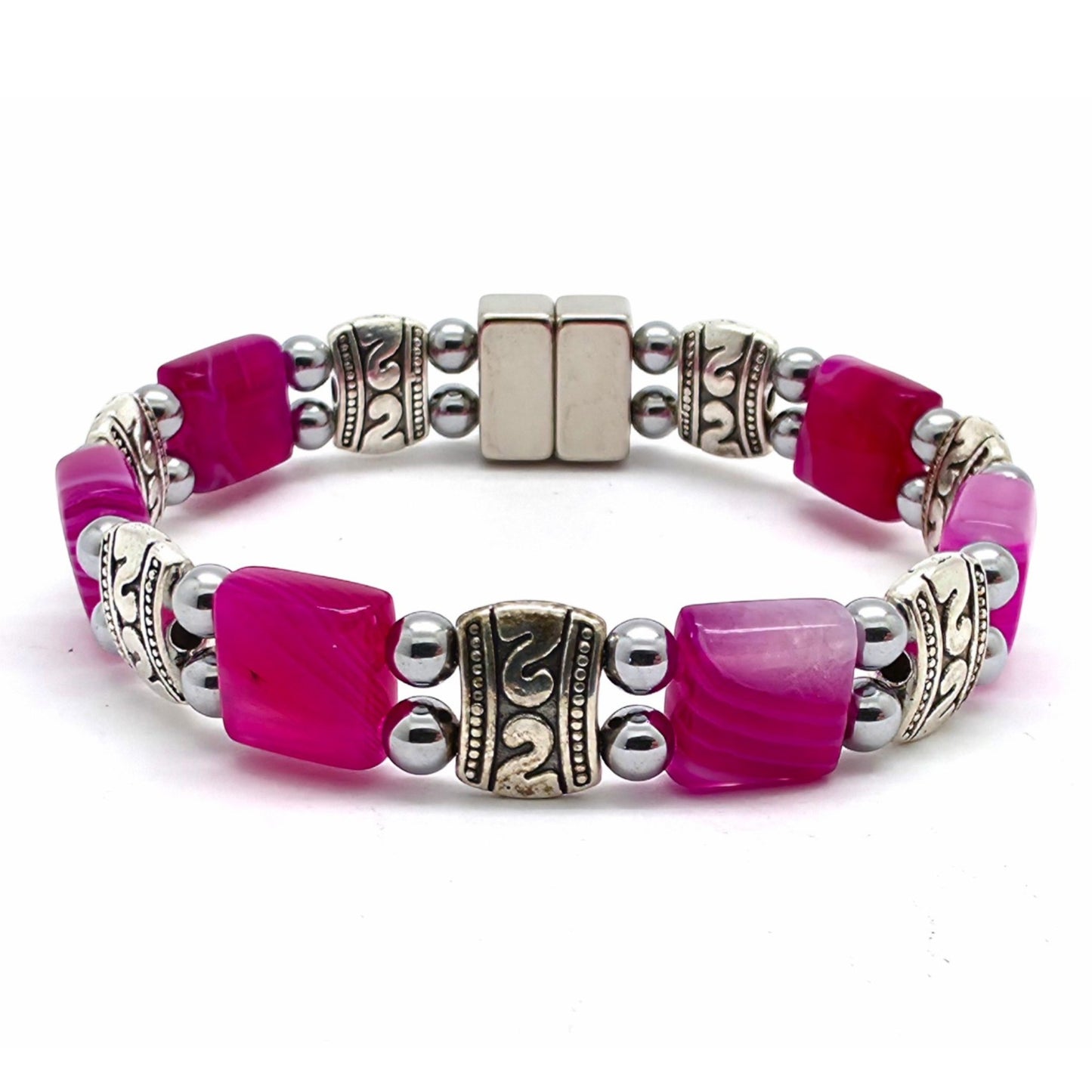 Pink Line Agate Square Double