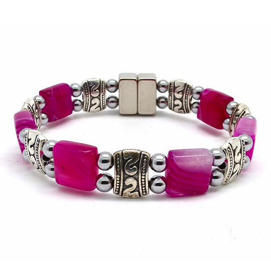 Pink Line Agate Square Double